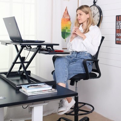 Drafting Chair - Tall Standing Office Desk Chair with Adjustable Foot Ring, C...