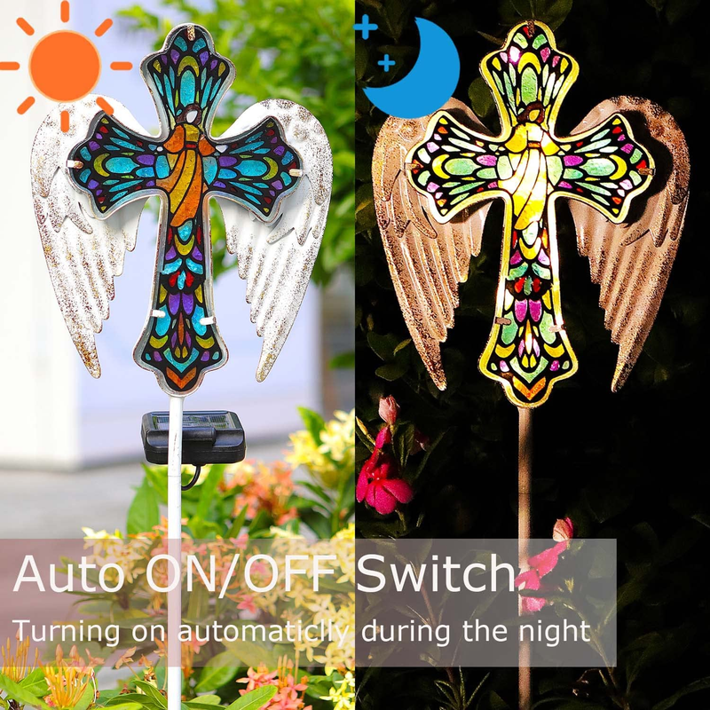 Solar Cross Lights Grave Decorations for Cemetery Memorial Gifts,Solar Garden