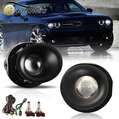 For 2015-2023 Dodge Challenger Fog Lights Bumper Lamps Pair w/Wiring Switch Kit