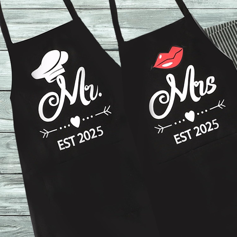 Mr and Mrs Aprons for Couples - Engagement, Bridal Shower, Wedding Gifts 2025, H