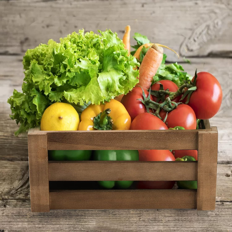 Set of 3 Wood Nesting Storage Crates With Handle - Rustic Farmhouse Decorative W