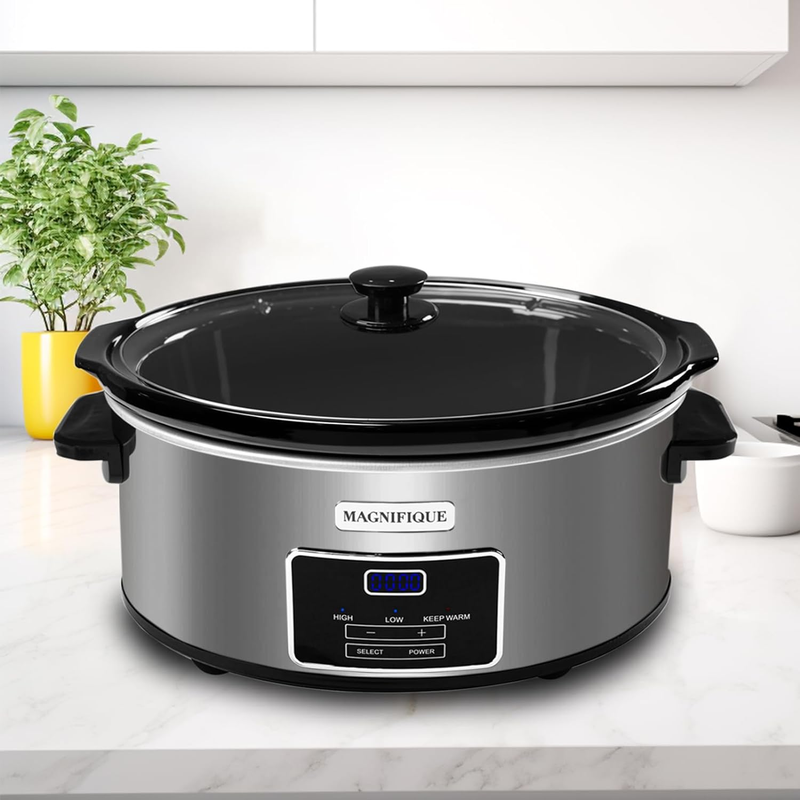 MAGNIFIQUE 6-Quart Casserole Slow Cooker with Timer and Digital Programmable - S