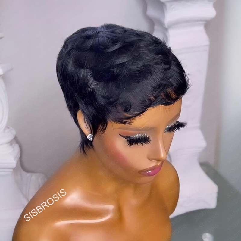 Short Pixie Cut Human Hair Wigs for Black Women Glueless  display picture 2