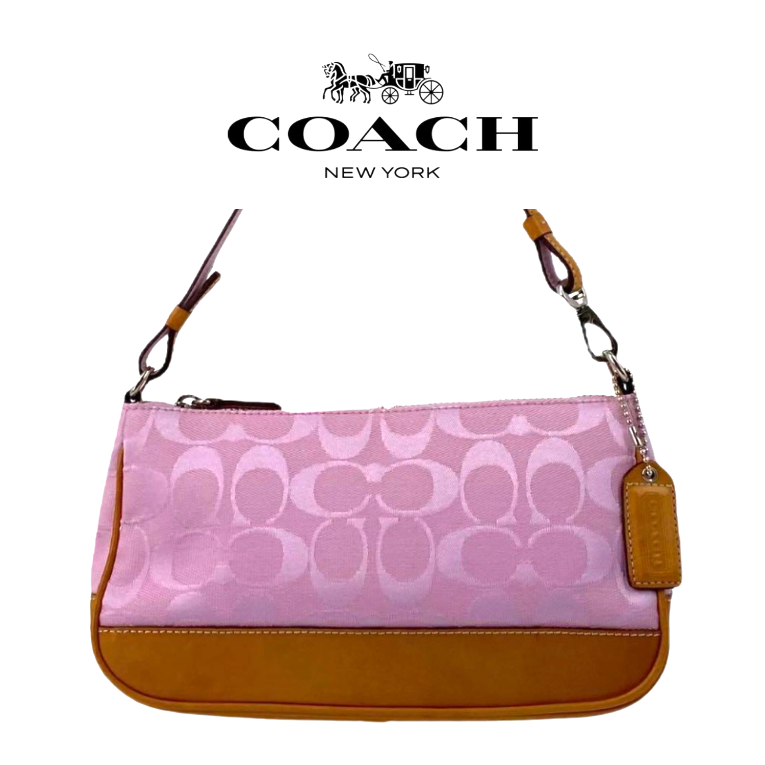 美品✨Coach Accessory Pouch Leather Pink COACH Vintage Y2K EST. 1941 Leatherware Mini Shoulder