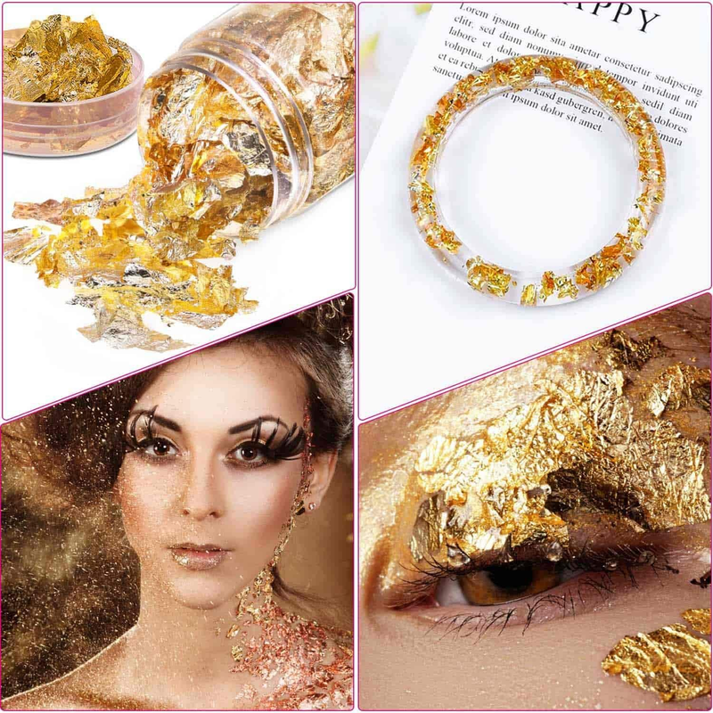 Gold Flakes for Resin,  15 Grams Gold Foil for Nails, Gold Foil Flakes Imitation