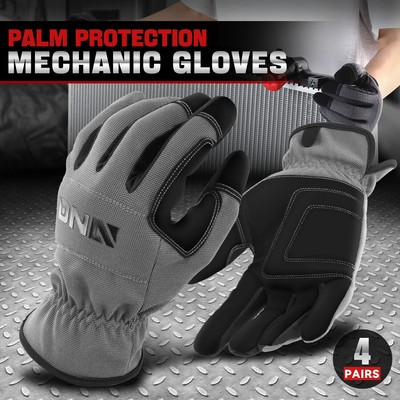 [4 Пары] Многоцелевые Строительные перчатки для работы в саду и подсобном хозяйстве, Серые Рабочие перчатки механика