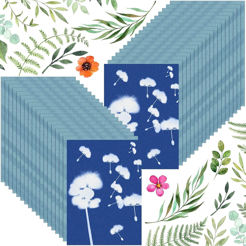 Sun Print Paper Kit, 36 Sheets Cyanotype Papers High Sensitive Nature Sun/Solar