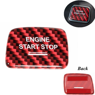 Carbon Fiber Engine Push Button Cover Trim for Chevrolet Corvette C7 (RED)