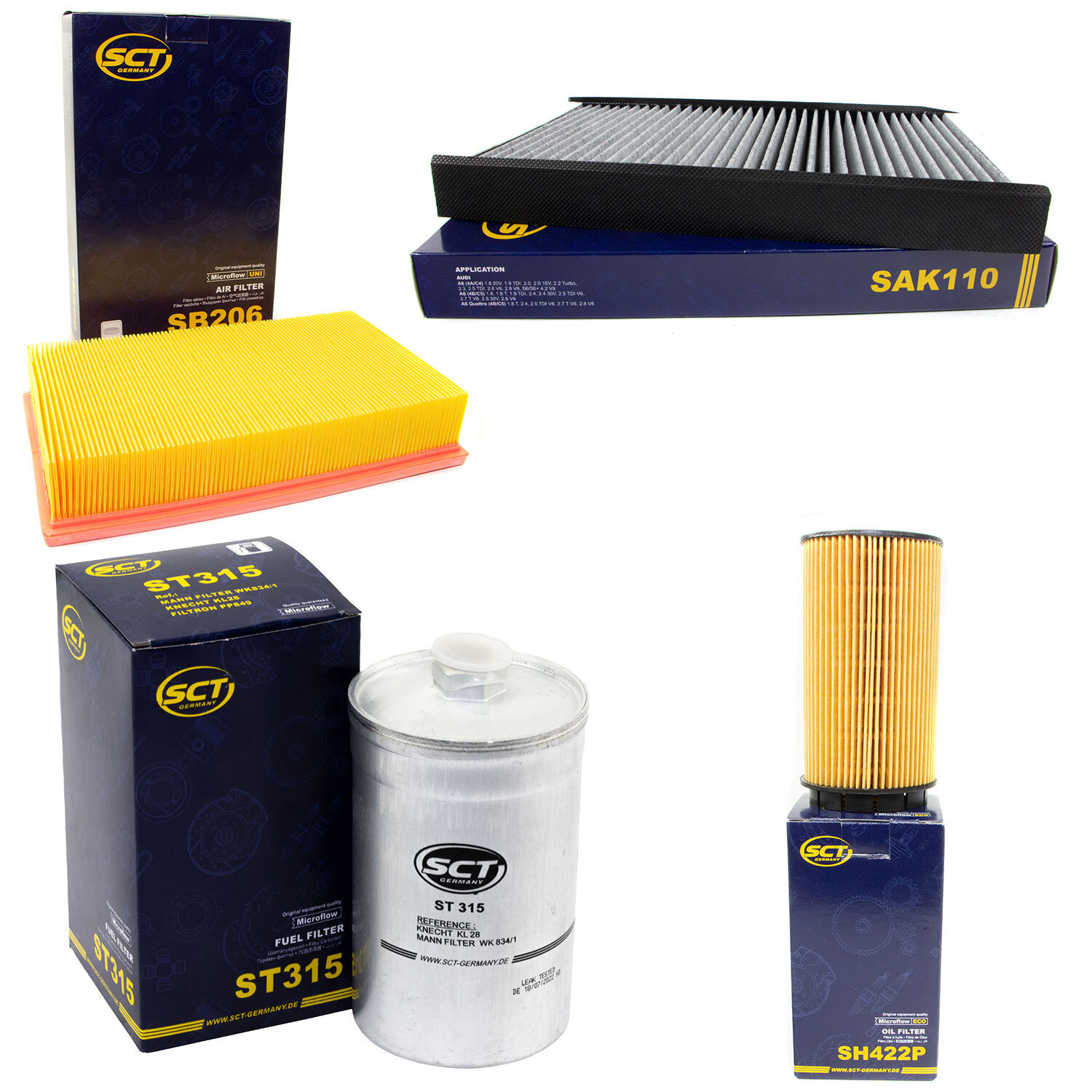Kit de filtres SCT carburant, huile, air, intérieur pour Audi 100 2.0 2.3 A6 2.0