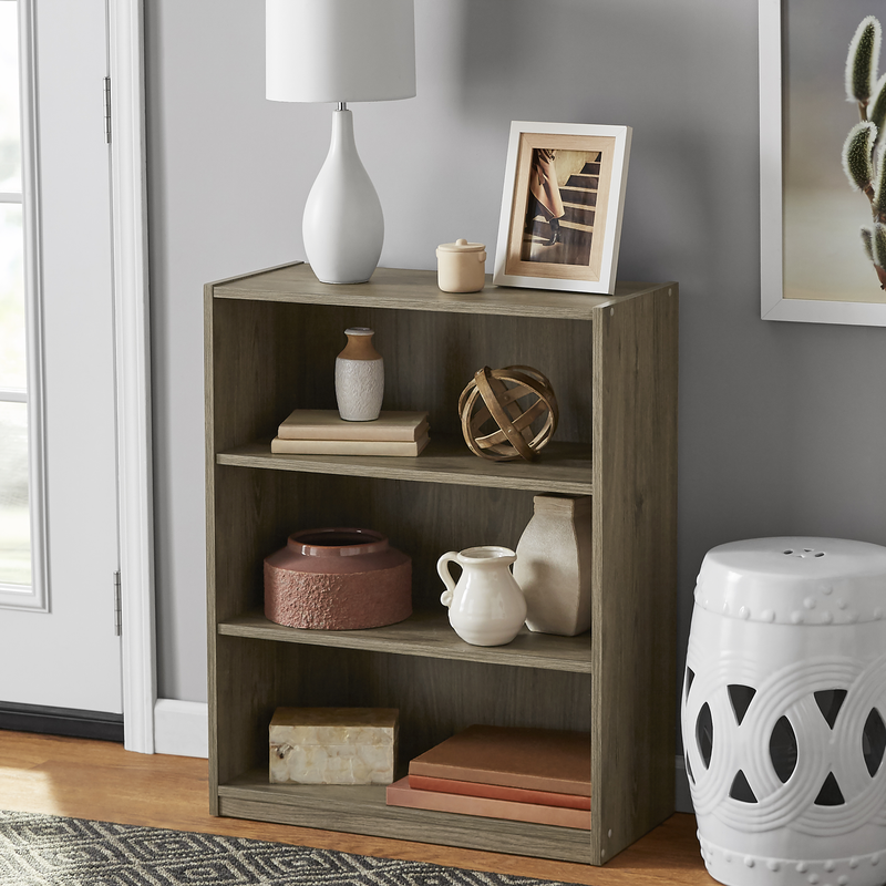 Wood Bookcase Wide Storage Book Display Adjustable Bookshelf 2 Pack 3-Shelf NEW