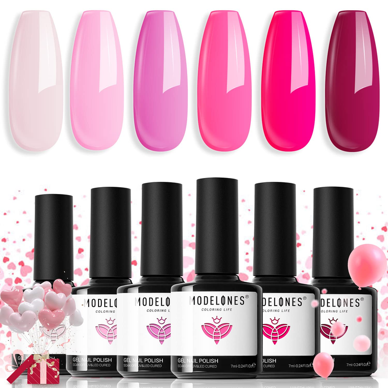 Set 6 Colors, Hot Pink Tones Neon Pink Shades Magenta Light