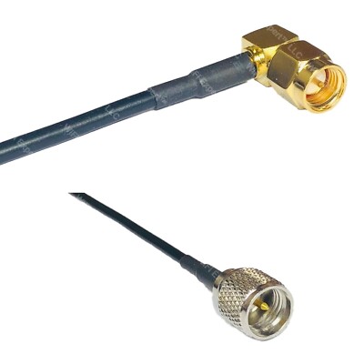 LMR100 SMA MALE ANGLE to MINI UHF MALE Coaxial RF Pigtail Cable ships from USA