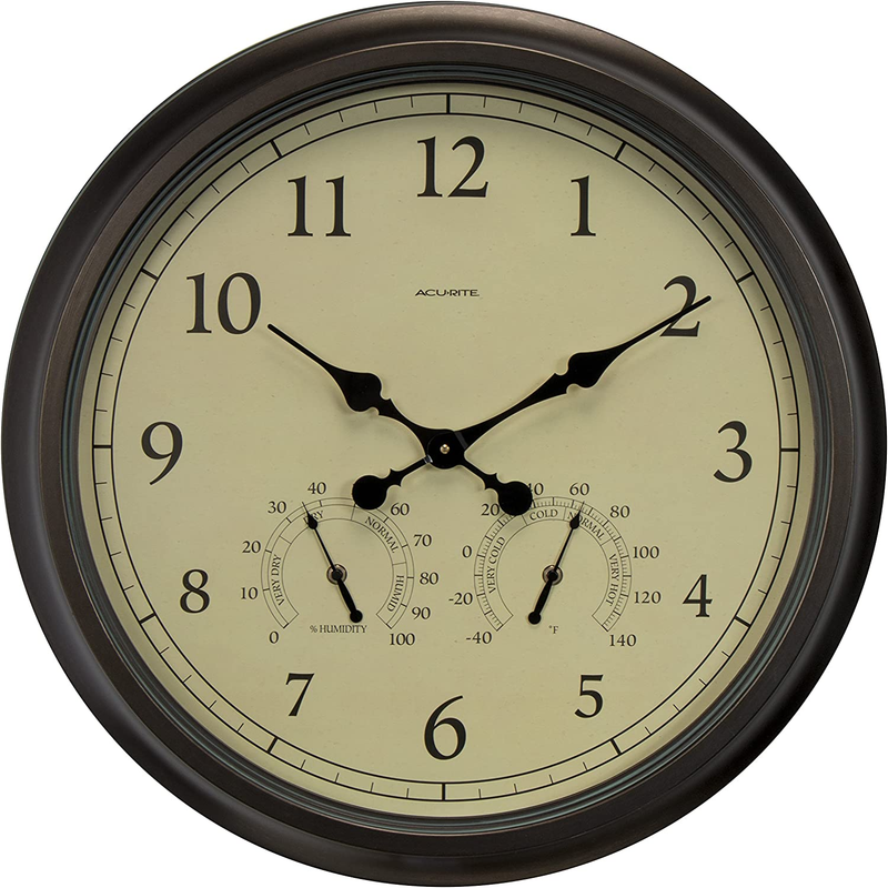 24" Outdoor Clock | Temp & Humidity | Indoor/Outdoor, Rustic