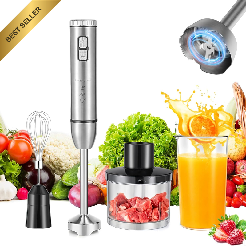 5-in-1 Hand Stick Blender 1000W Variable Speed Chopper Whisk Frother