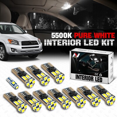 [11шт] Для 06-12 ламп накаливания Rav4 с белым светодиодом для внутреннего купола Грузовой карты лицензии