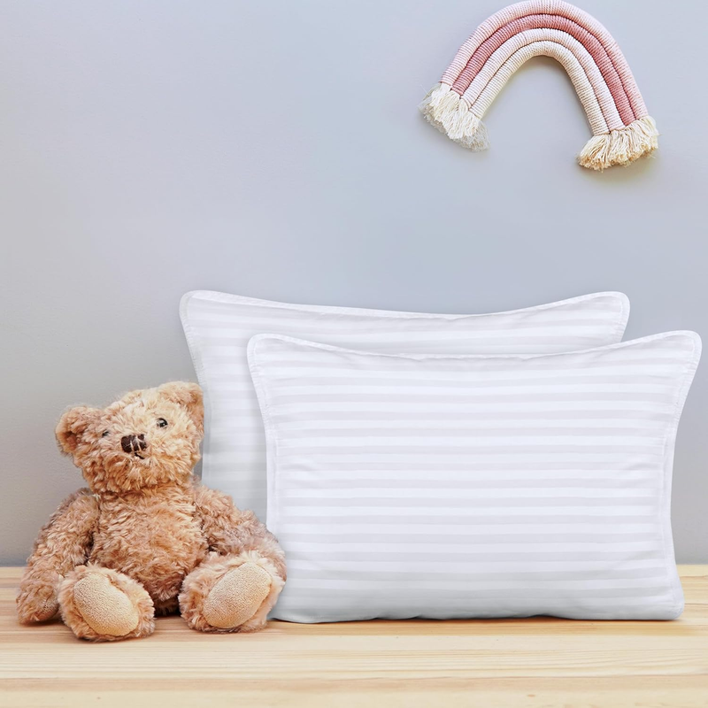 Toddler Pillow (White, 2 Pack), 13x18 Toddler Pillows for Sleeping, Soft and Bre
