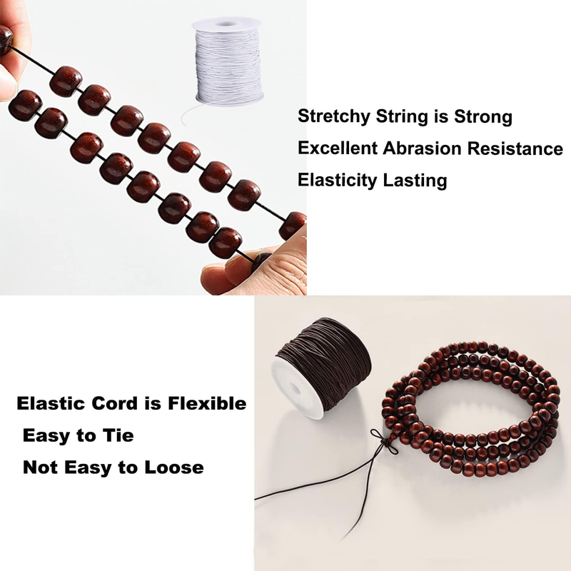 Elastic Cord for Bracelets, 2 Rolls 1 mm 330 Feet Sturdy Bracelet String, Stretc