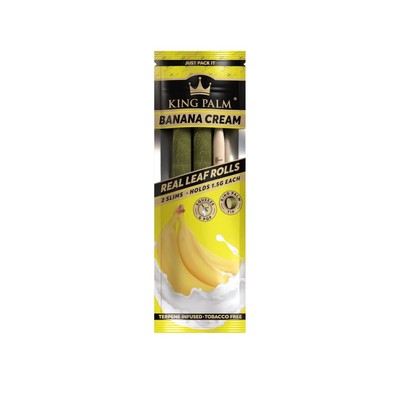 King Palm | Slim | Banana Cream | Palm Leaf Rolls | 2 Packs of 2 Each = 4 Rolls