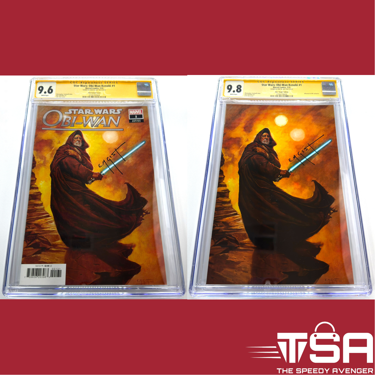 STAR WARS OBI-WAN #1 EM Gist SIGNED Trade + Virgin Variants CGC SS 9.6 + 9.8