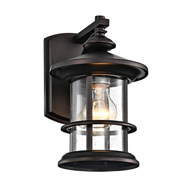 Rubbed Bronze Outdoor Light Fixture Wall Mount, Clear Seedy 