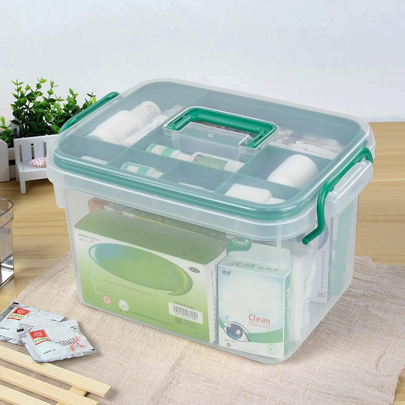 1-Pack Clear Storage Box Container, Family First Aid Box Medicine Box Organizer
