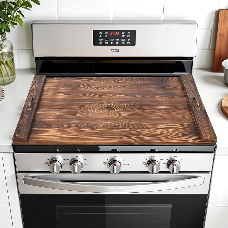 Gas Stove Top Cover: Wooden 30 * 22 Inches Noodle Board Stovetop Covers with Handles, Wood Cutting Board for Kitchen Gas Stove and Electric Stove
