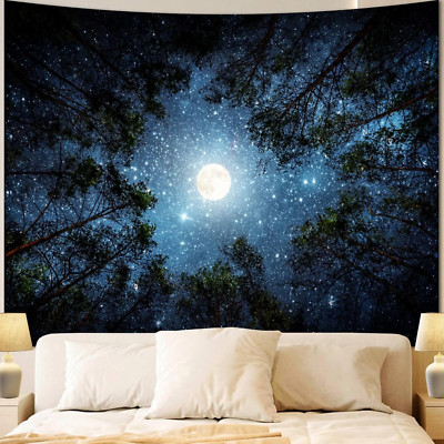 Forest Galaxy Starry Tapestry for Bedroom Ceiling, Blue Space Night Starry Sky M