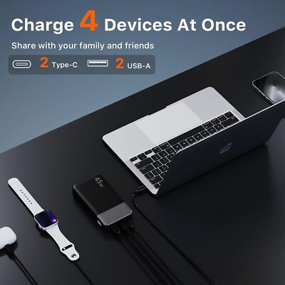 Power Bank 20000mAh 45W Charging Portable External Battery Backup For Cell Phone