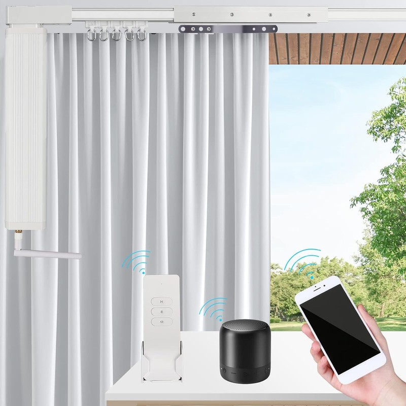 126'' Motorized Curtain Tracks WiFi App Control Smart Home Voice&Remote