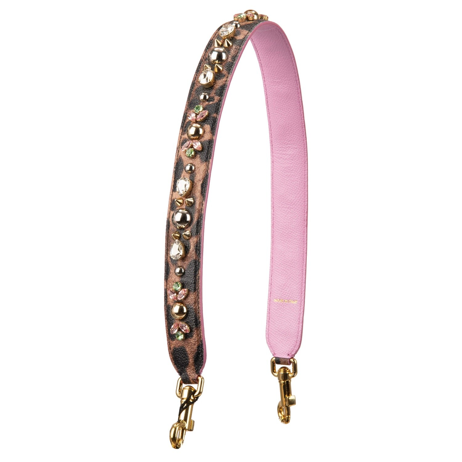 ドルチェ&ガッバーナ　ラペルピン DOLCE & GABBANA Crystal Stud Leather Bag Strap Handle Black