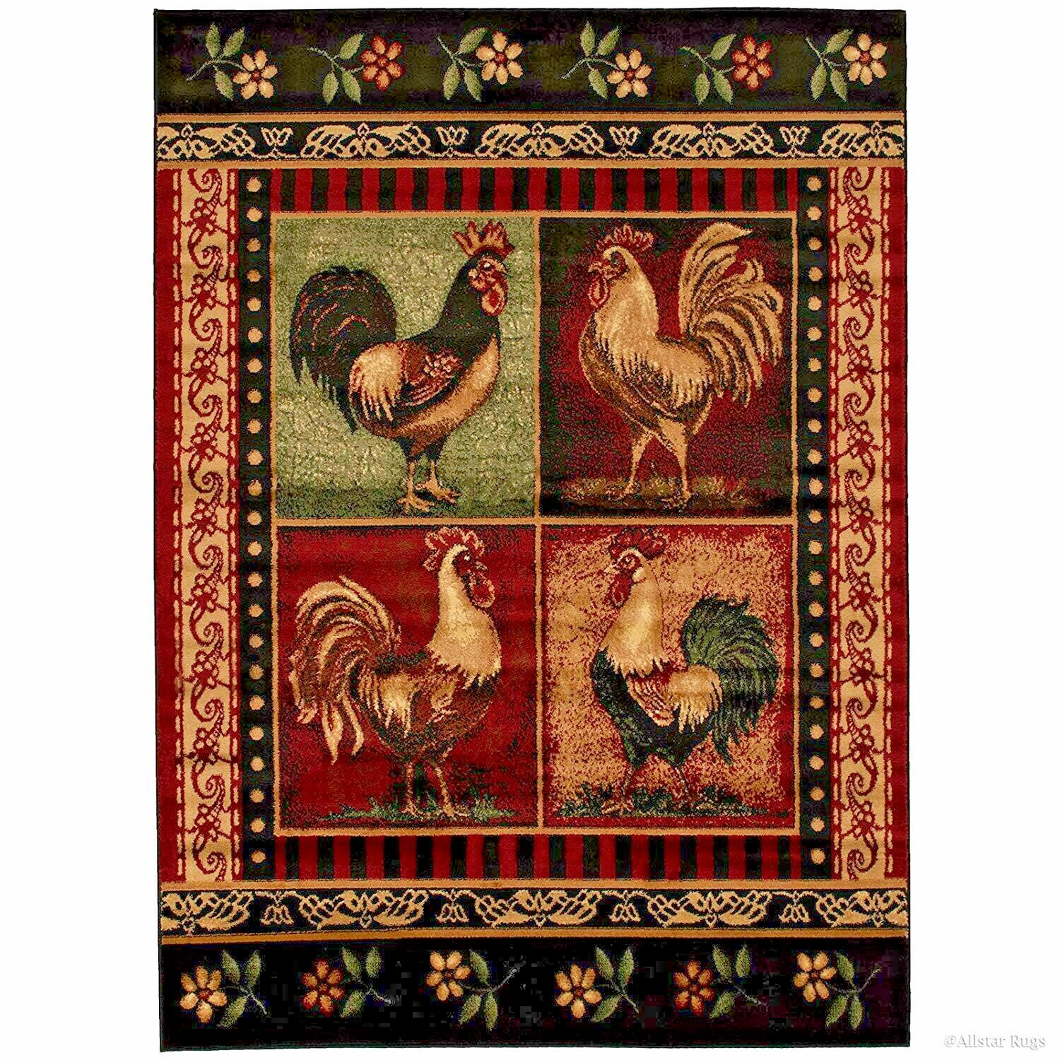 RUGS AREA RUGS CARPETS 8x10 AREA RUG MODERN ROOSTER KITCHEN LARGE FLOOR
