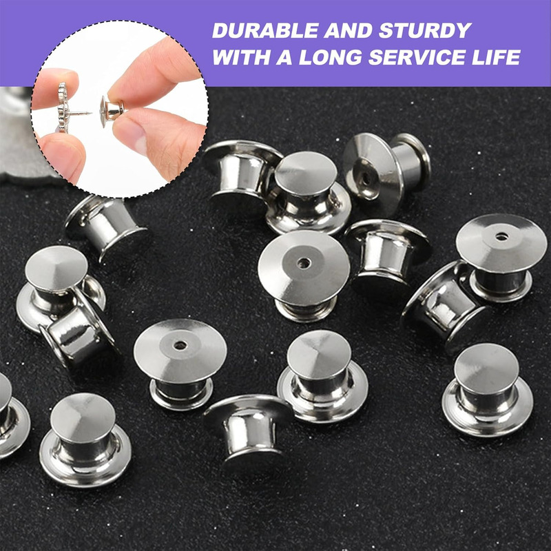 Locking Pin Backs, 30 Pcs Metal Pin Backings Locking Clasps for Jewelry Pins Bad