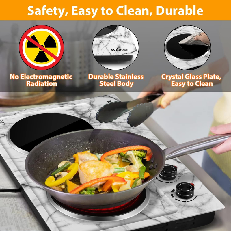 Estufa Cocina Electrica De 2 Hornillas Portatil Para Casa Apartamento Campamento