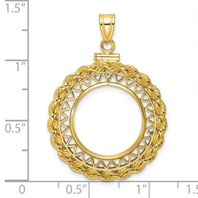 Pre-owned Jewelry Stores Network 1986-1989 $15 Australia 1/10 oz Nugget Screw Top Fancy Rope Coin Bezel 14k Gold