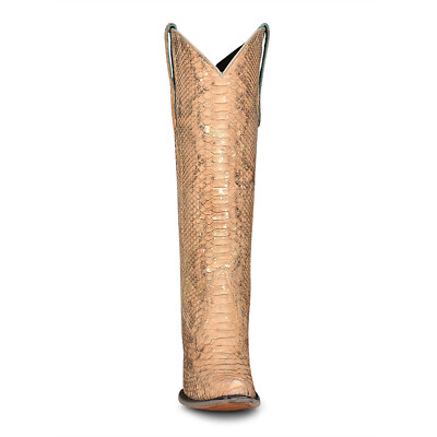 Pre-owned Corral Boots Corral Womens Python Cowboy Boots Snake Honey In Yellow