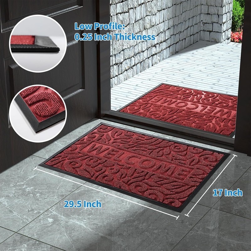 Yimobra Welcome Front Door Mat Outdoor, Heavy Duty Sturdy Non