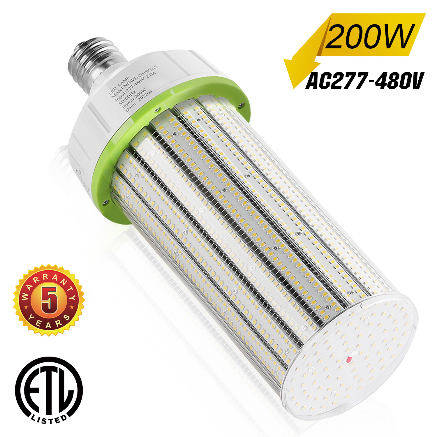 277-480V 200W LED Corn Light Warehouse Industrial Commercial High Bay Corn Bulbs