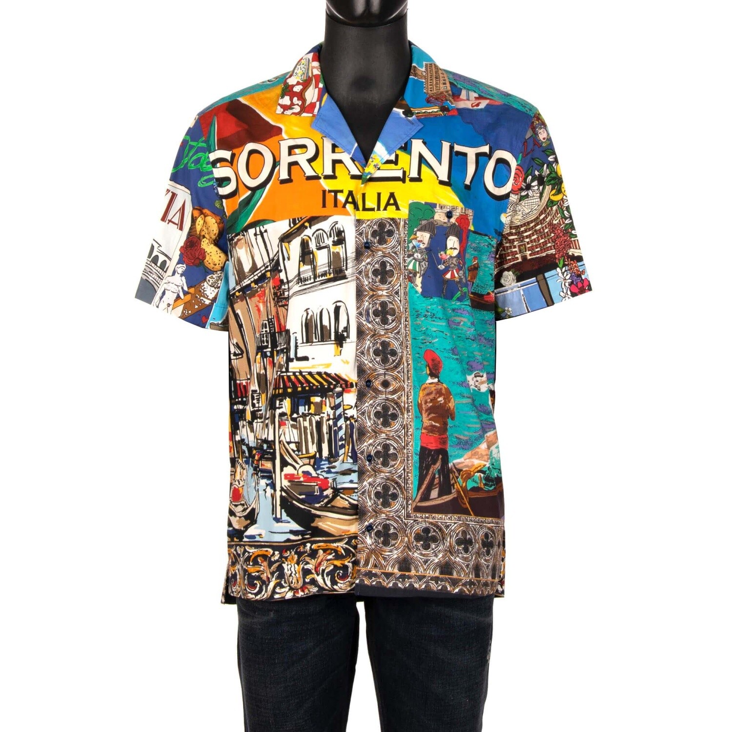 

DOLCE - GABBANA Sorrento Италия Летняя хлопковая рубашка Синий Оранжевый Бежевый 40  12456