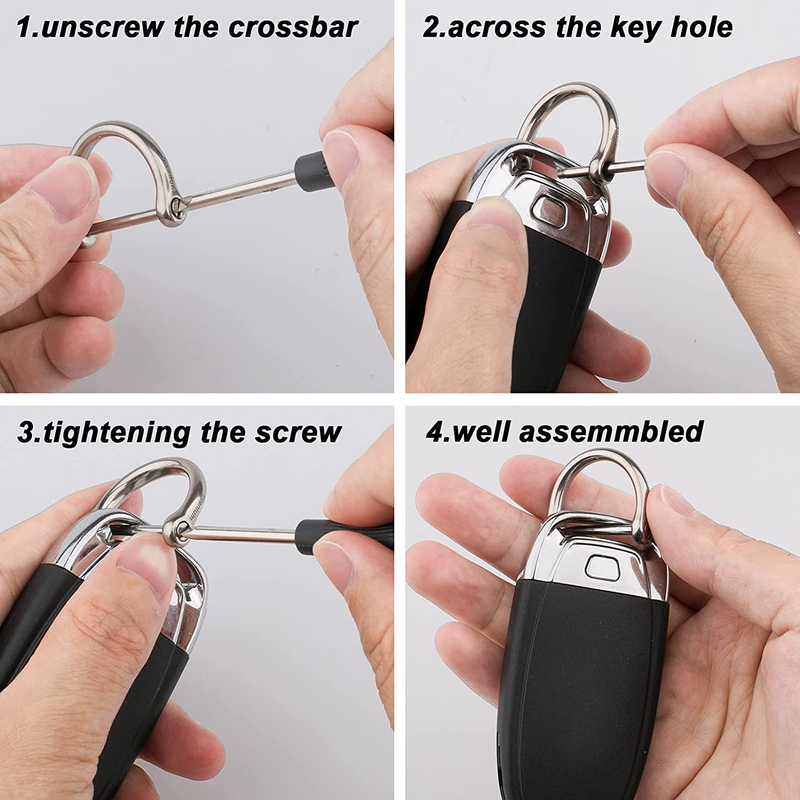 TISUR Titanium Car Key Rings,Heavy Duty D Ring Keychain Ring Keyring Keyfob Key 