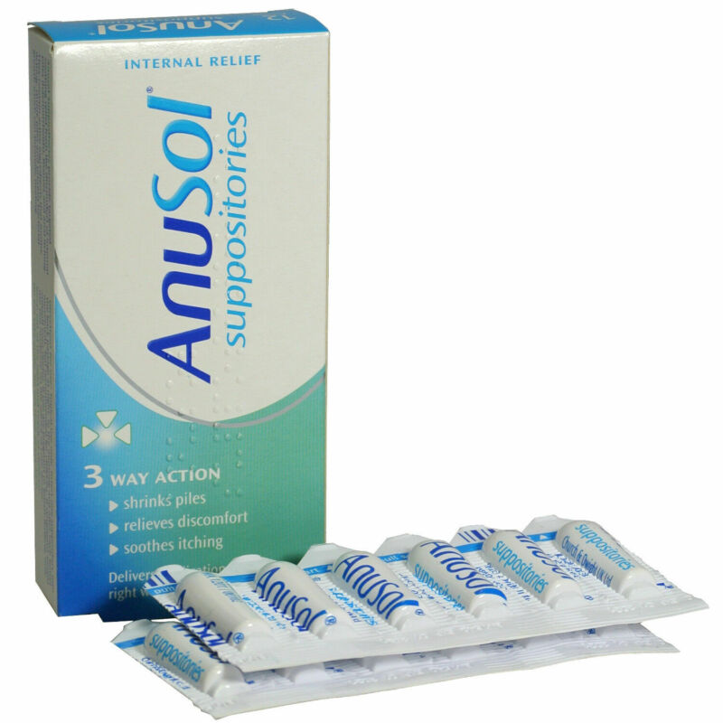 Anusol Suppositories Treatment Haemorrhoids Shrinks Piles 3 Way Action - 24 Pack