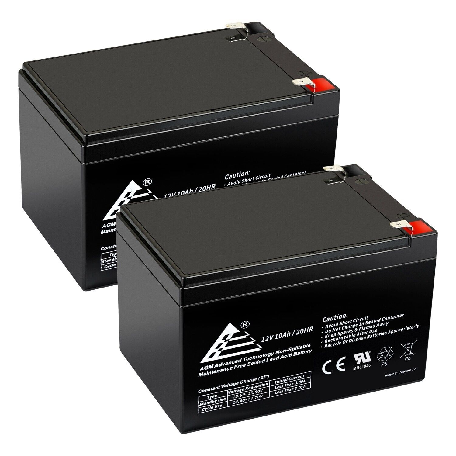 2 Pack: 12V 10Ah Replacement Battery for Pride Mobility GoGo