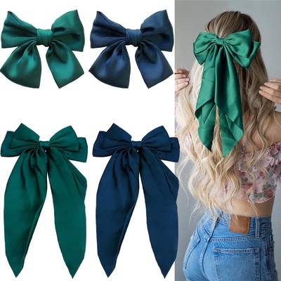 BOYIVI 4 Pieces HairBowClips Silky Satin Hair Bows for Women Girls Large Bow ...