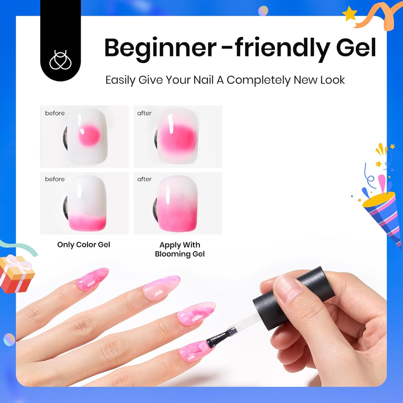 Beetles Nail Blooming Gel 15ml Clear Uv Led Blossom Gel Polish for Spreading Eff