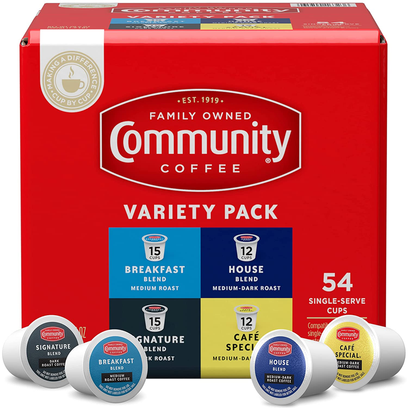 Community Coffee Variety Pack 54 Count Coffee Pods, Medium D