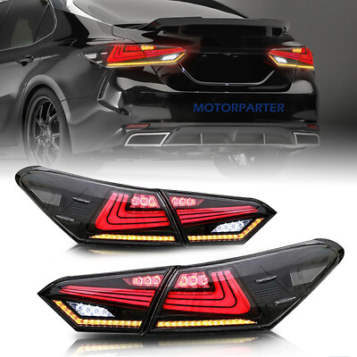 Smoked LED Tail Lights Sequential For 2018 2019 Toyota Camry Modifiy Rear Lamps