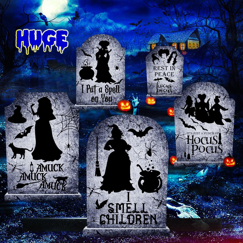 DIY Halloween Decorations Outdoor Hocus Pocus Witches Tombstones Yard Home
