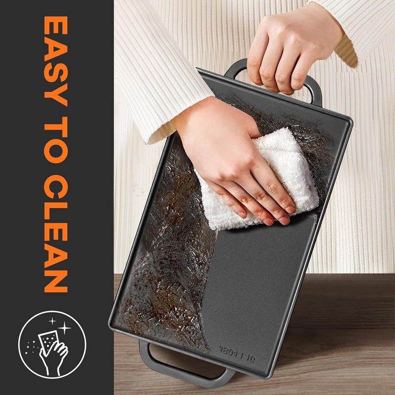 GGC Cast Iron Reversible Grill Griddle，Double Sided Grill Pan Perfect for Gas Gr