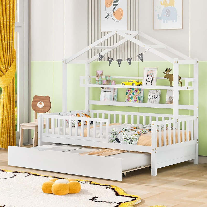 With Twin Trundle/book Shelf Low Sofa Daybed For