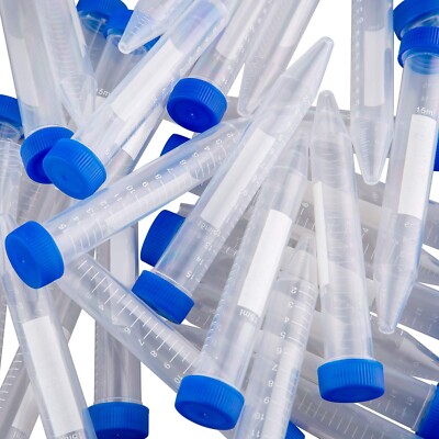 2000pcs Lab 15mL Conical Centrifuge Tubes Polypropylene Screw Caps EO Sterilized
