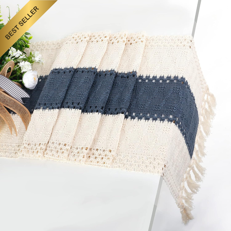 Cotton Burlap Splicing Table Runner 12x72
